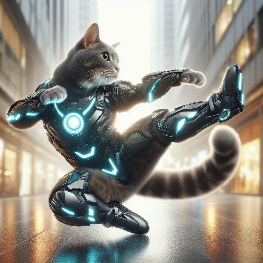 パワードスーツを着た猫