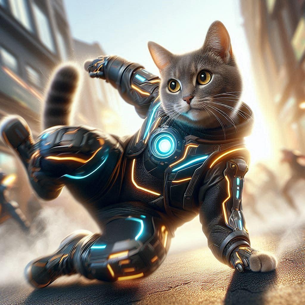 パワードスーツを着た猫