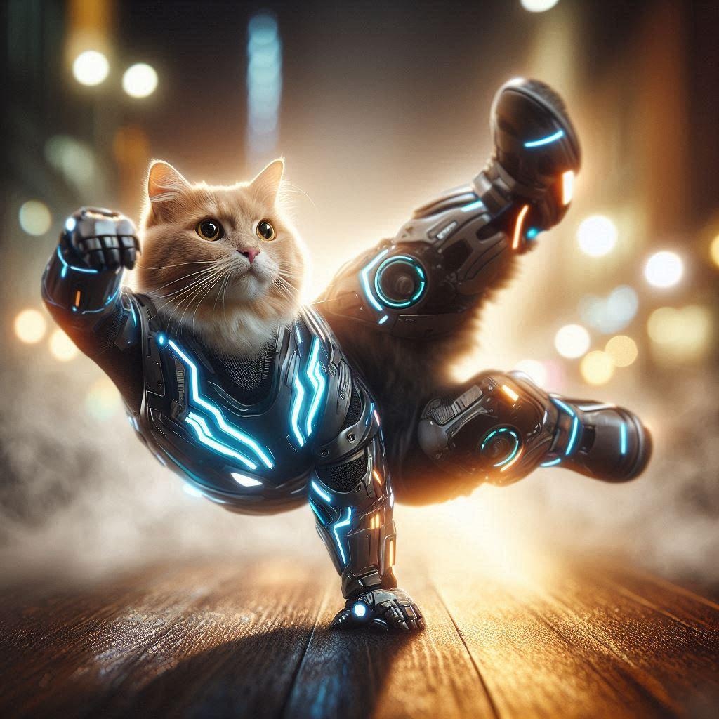 パワードスーツを着た猫