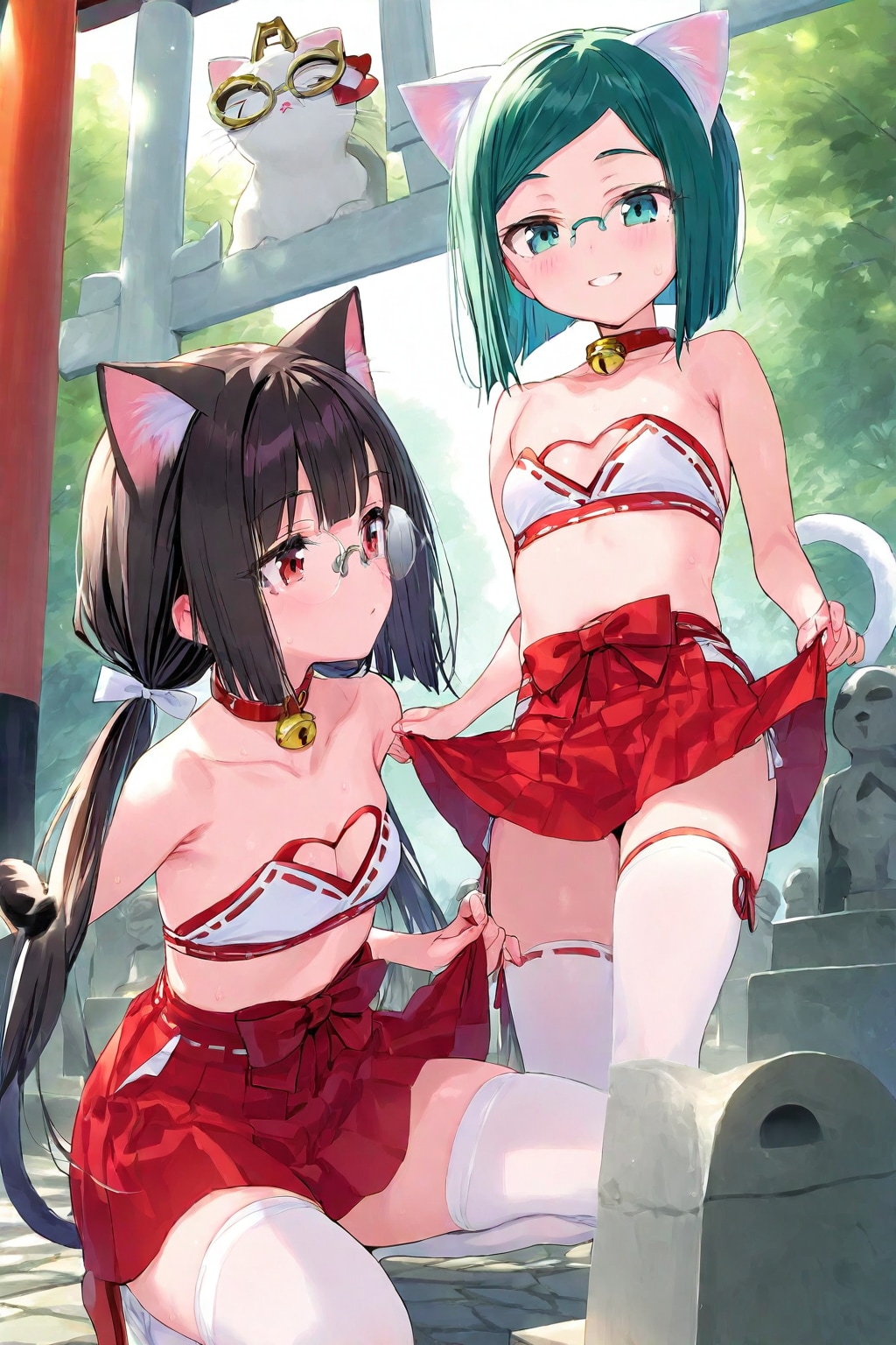 ⛩️猫耳神社🐱AIのハートカット巫女服の概念が天才w(*´ω｀*)