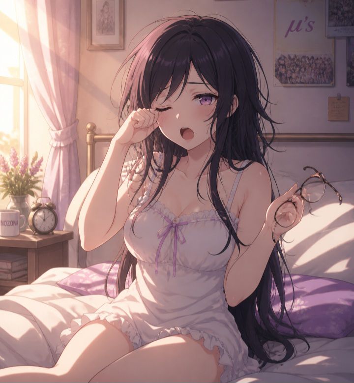 まだ眠い黒髪メガネ（ノゾミ） | の人気AIイラスト・グラビア
