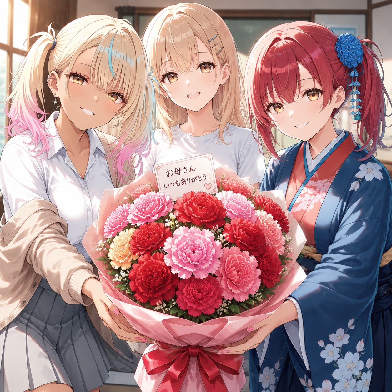 うちの娘達で、花を贈る | の人気AIイラスト・グラビア