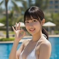お茶目な白水着さん 3枚目