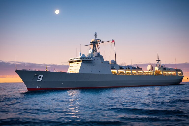 軍艦と夜空