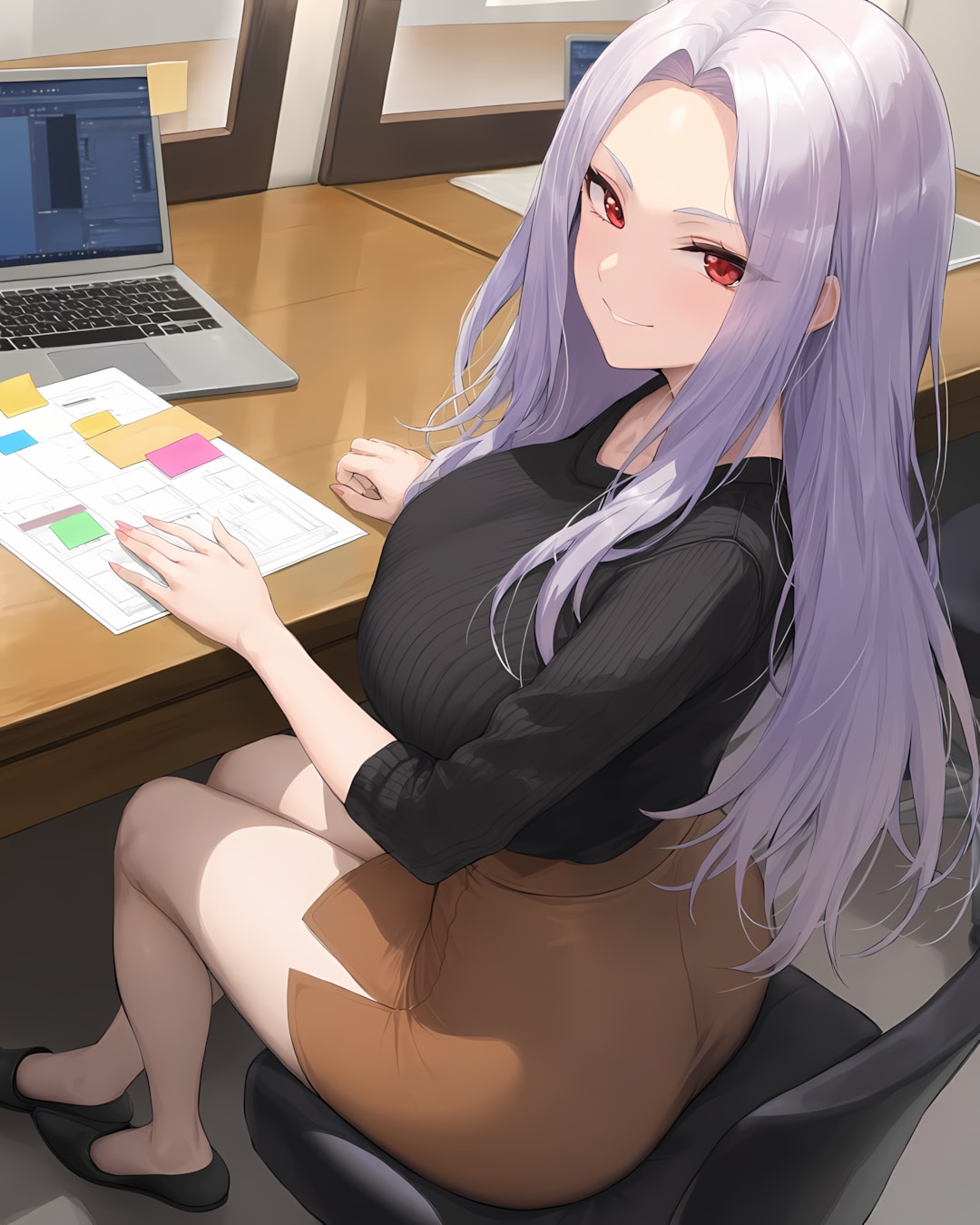 デスクで真剣な眼差し…ネイリストミレナのお仕事姿💻✨ | の人気AIイラスト・グラビア