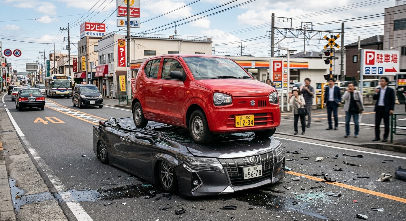 アルトに踏み潰されるアルファード