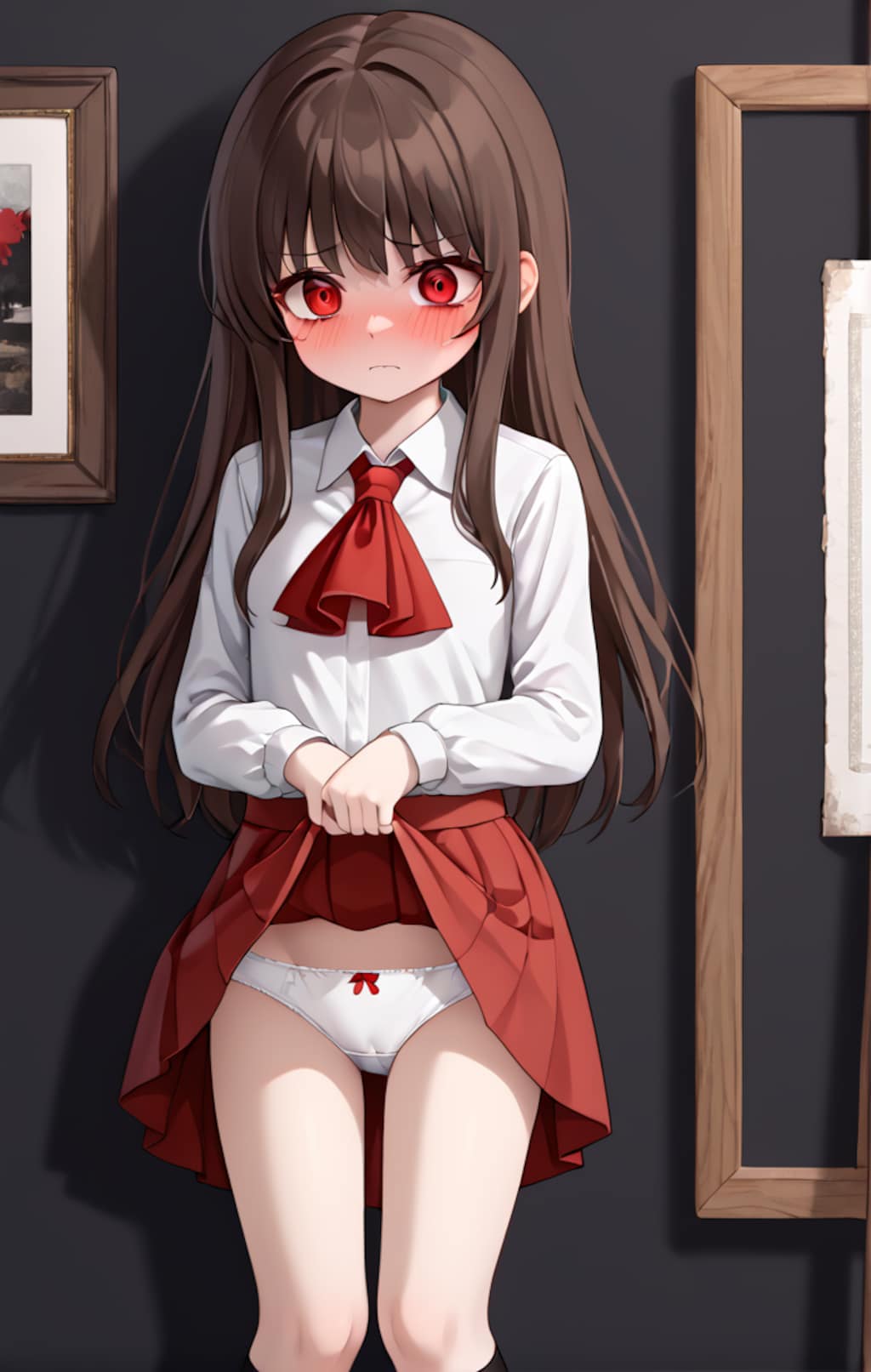 イヴがたくし上げ恥じらいパンチラ