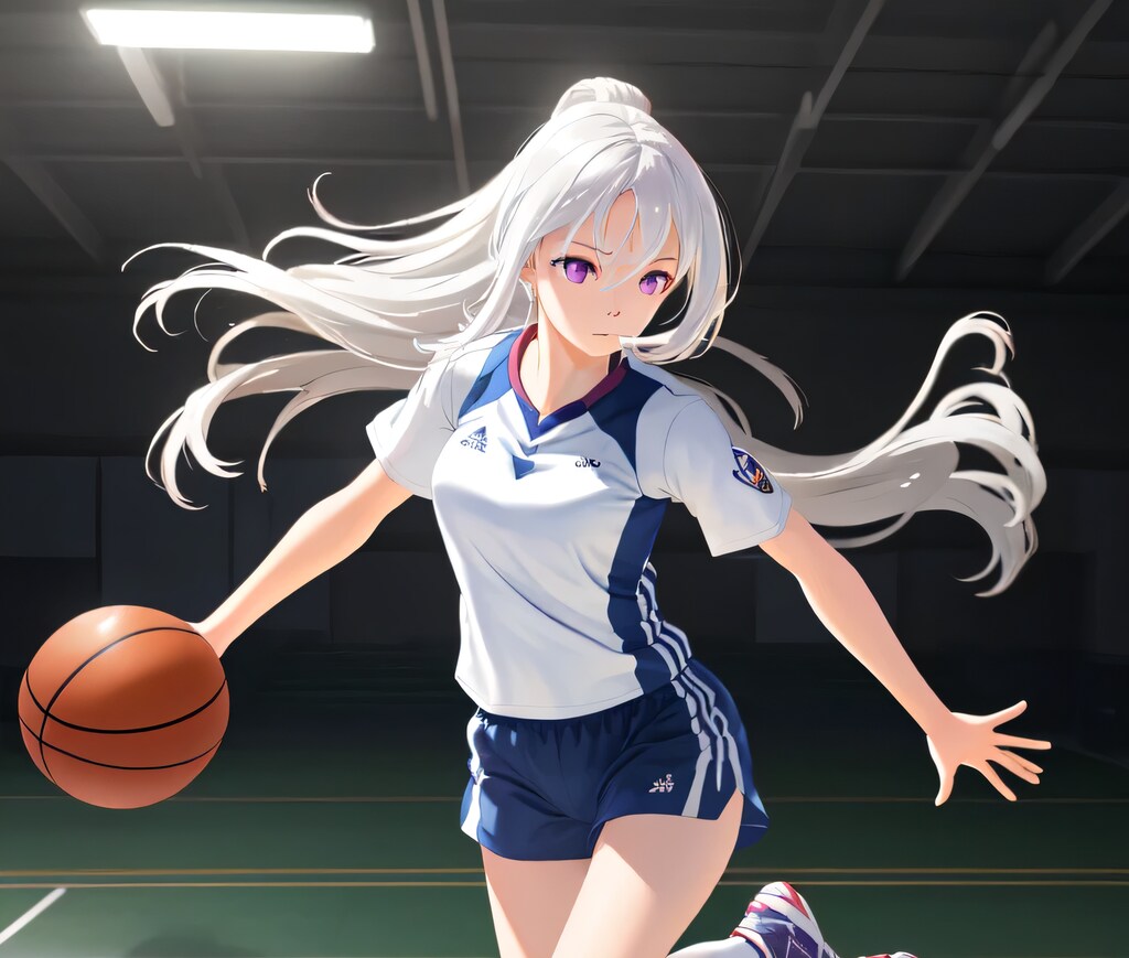 白髪ポニテでユニフォームの少女４