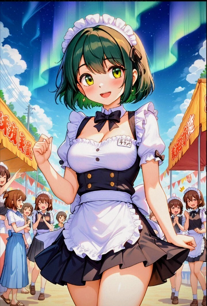 学園祭を彩るオーロラと🍀、　　　　　　　　　　　　　　　　　2人のメイドさん姉妹。
