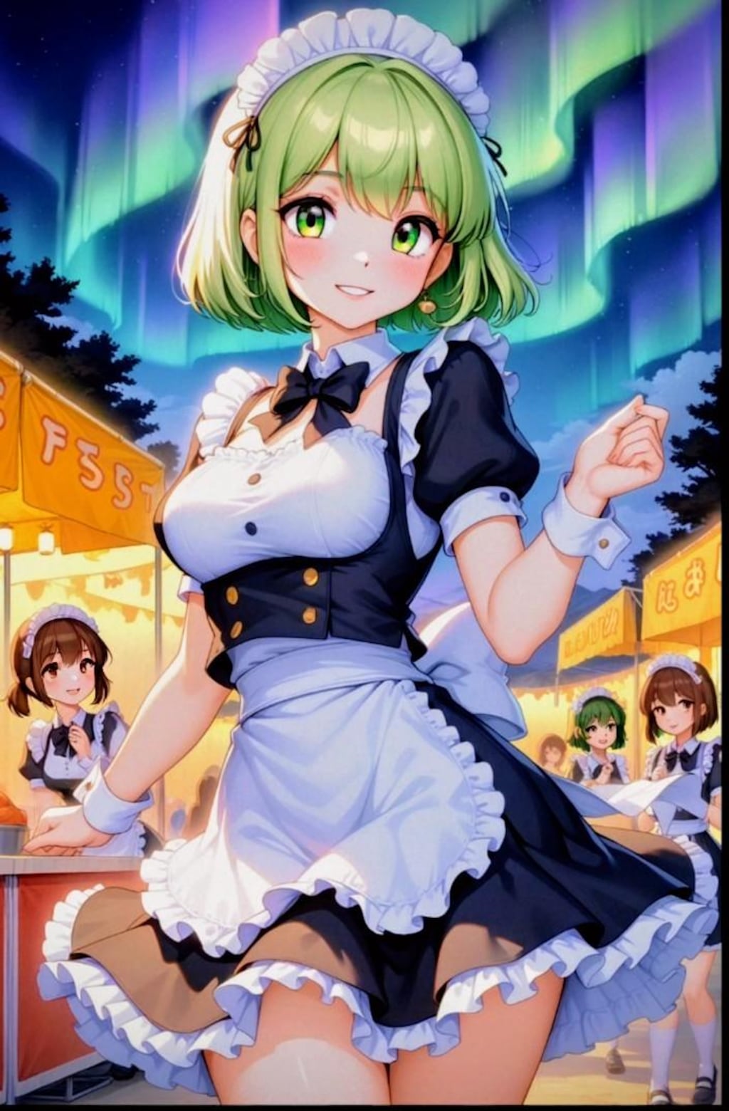 学園祭を彩るオーロラと🍀、　　　　　　　　　　　　　　　　　2人のメイドさん姉妹。