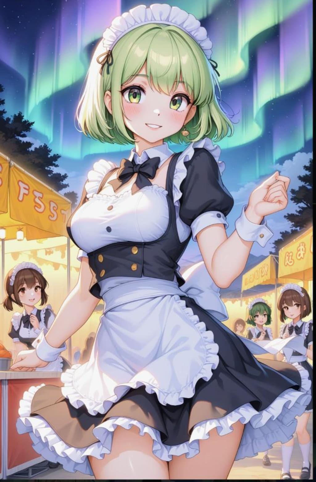 学園祭を彩るオーロラと🍀、　　　　　　　　　　　　　　　　　2人のメイドさん姉妹。