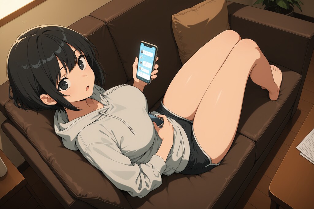 ソファーでくつろぐ幽凪さん