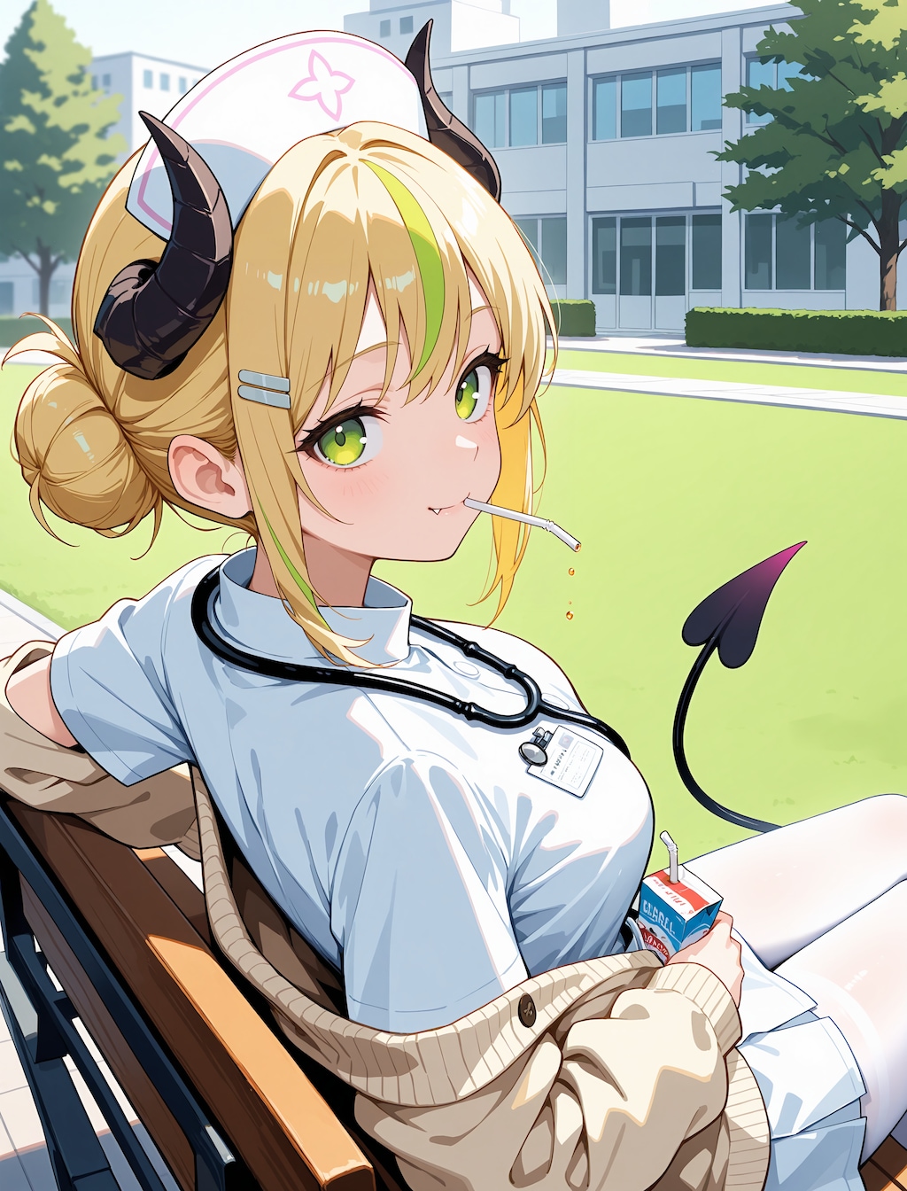 白衣のサキュバス、昼休憩