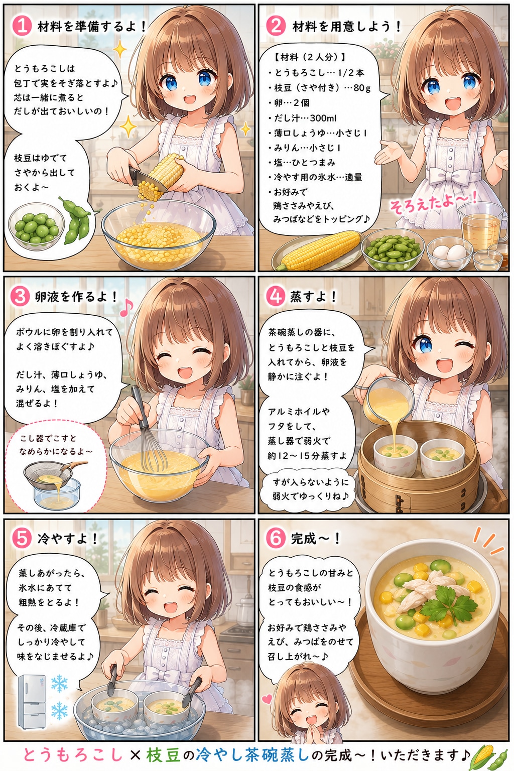 とうもろこし×枝豆の冷やし茶碗蒸し