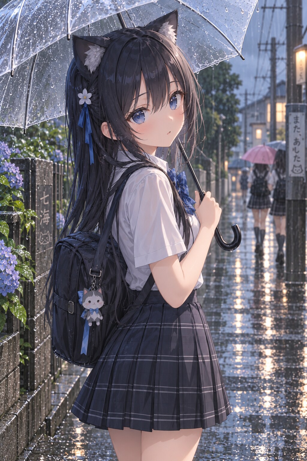 雨の日の下校。七海🐱 | の人気AIイラスト・グラビア