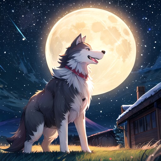 冬の夜空のオオカミ