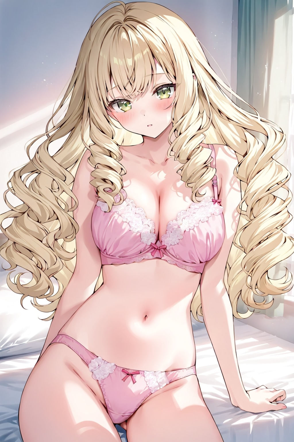 金髪少女のピンク色の下着