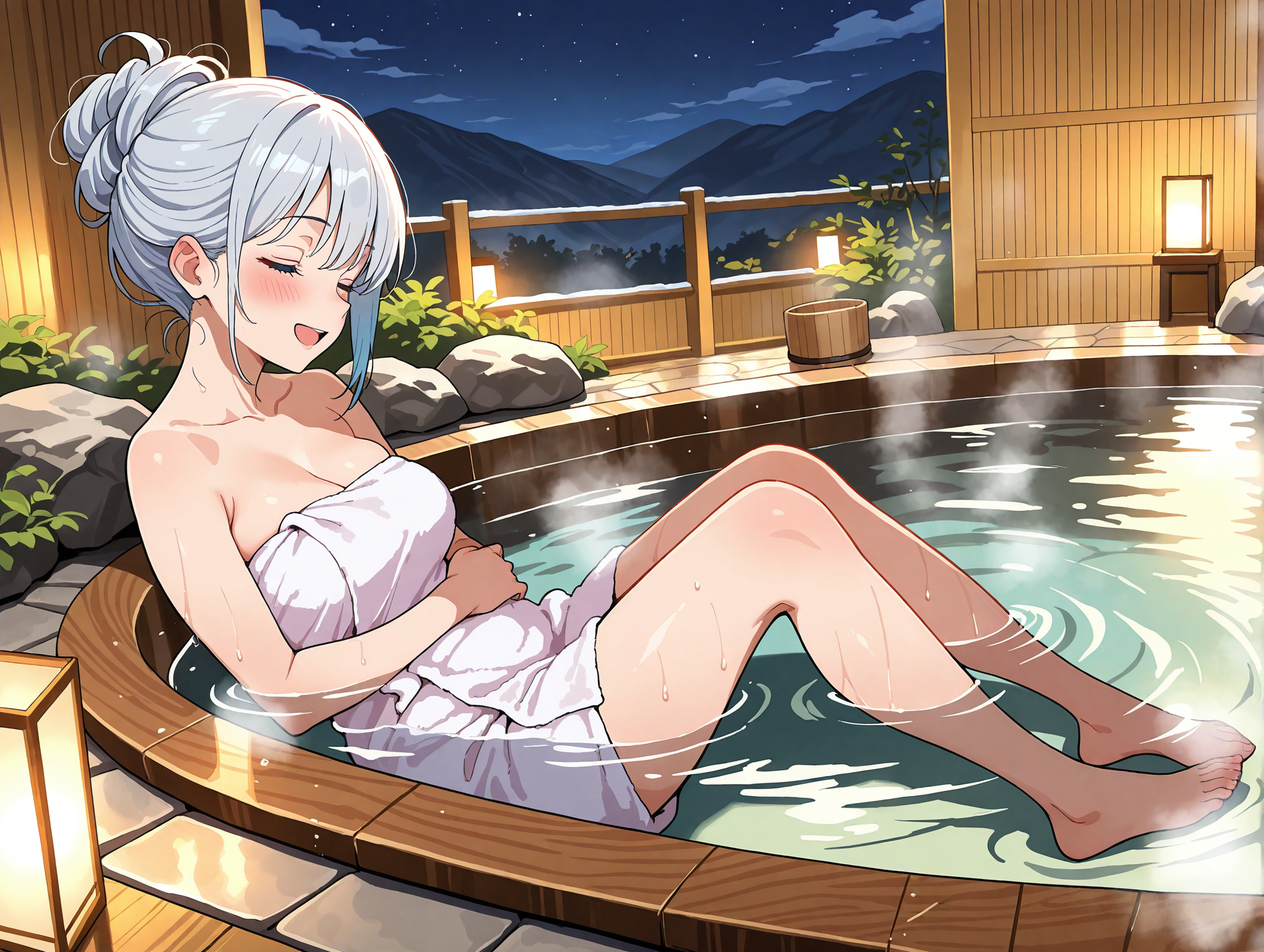 温泉でうたた寝