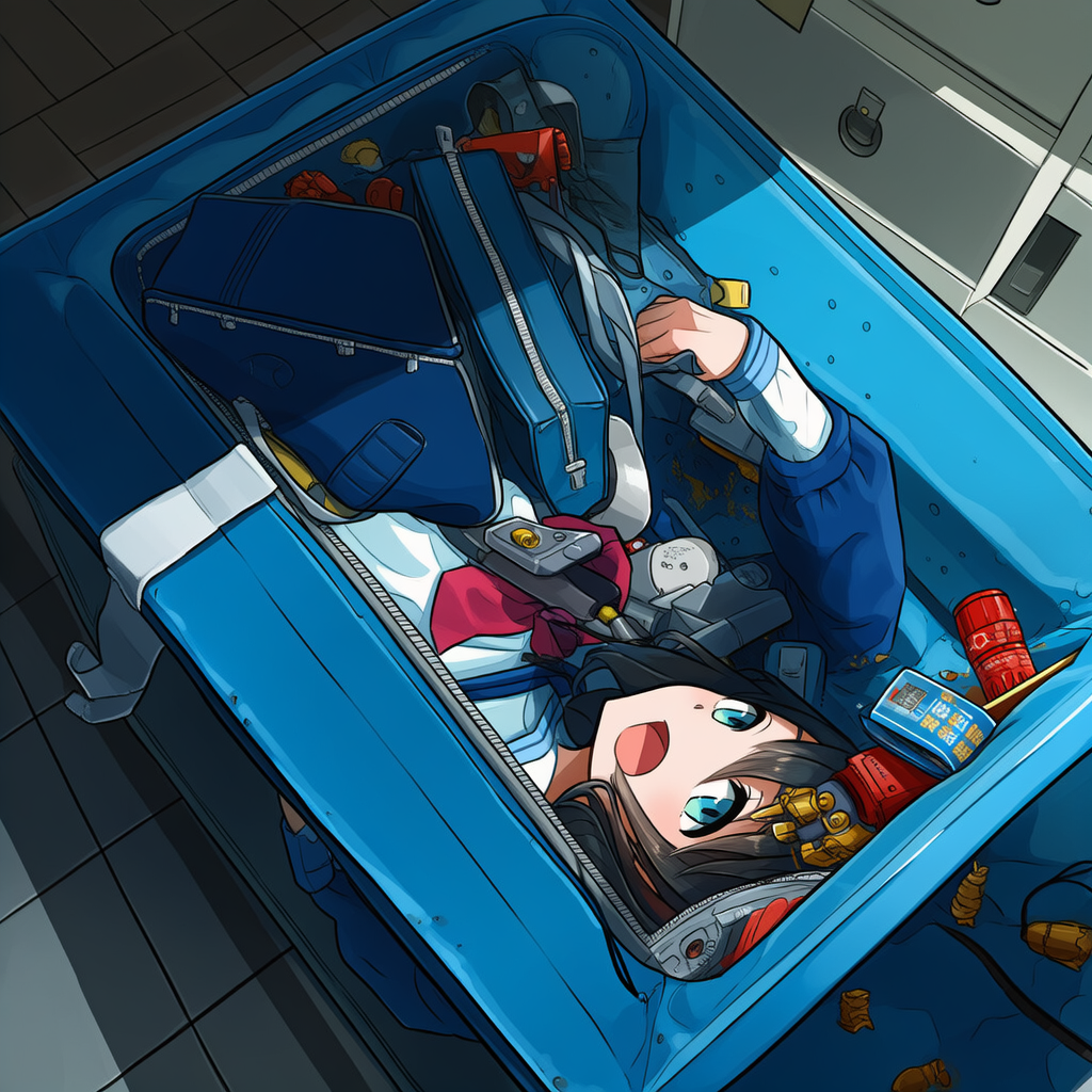 [がぞうあげます]　小型戦闘用アンドロイド搭載の鞄の中身 | の人気AIイラスト・グラビア