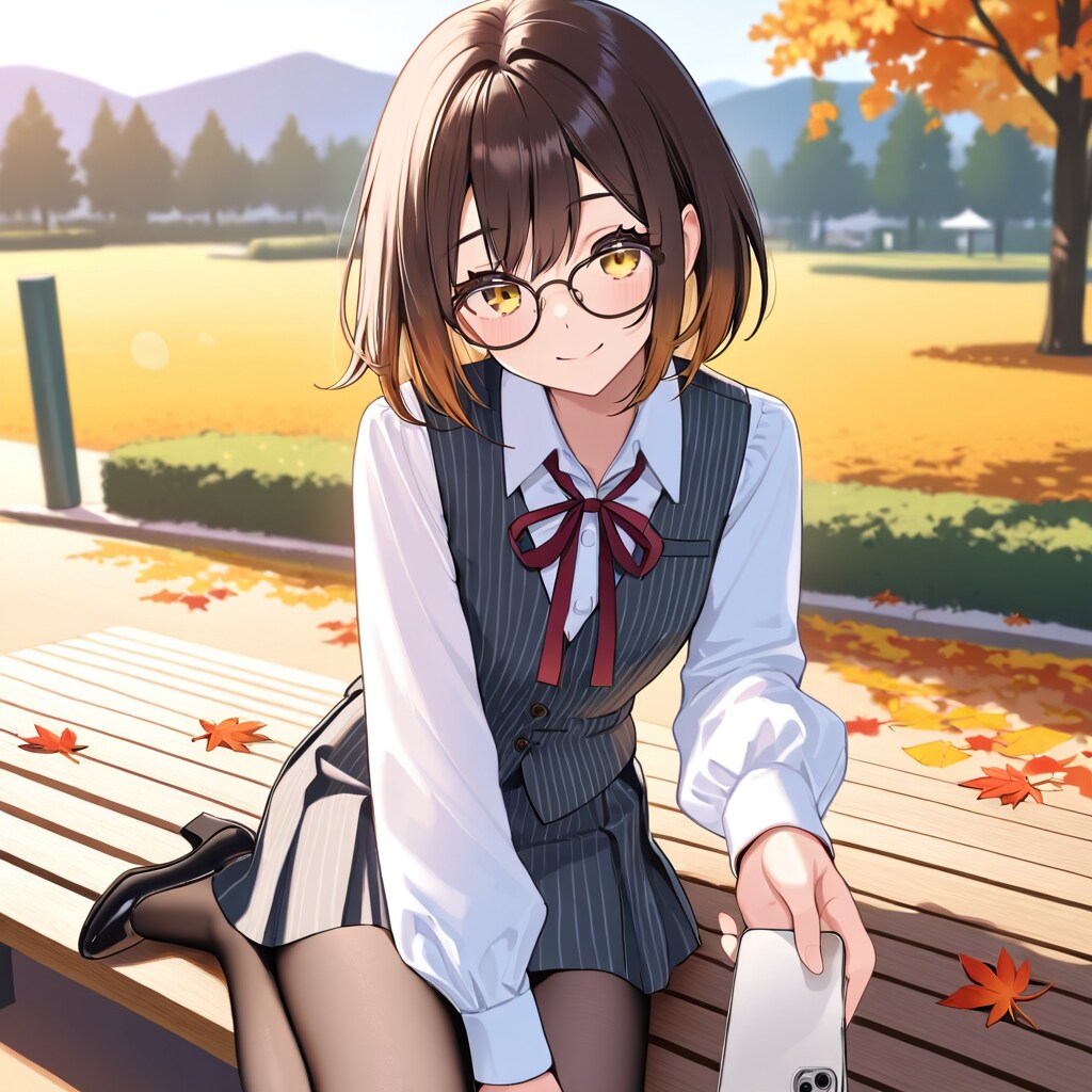 秋の午後、君とベンチで | の人気AIイラスト・グラビア