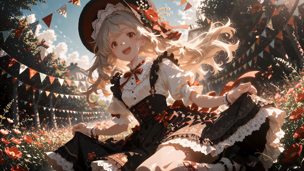少女と花