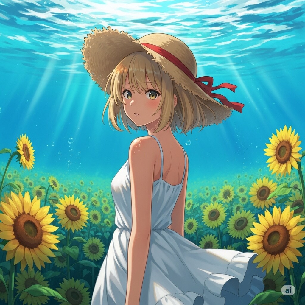 水中に咲く向日葵 | の人気AIイラスト・グラビア