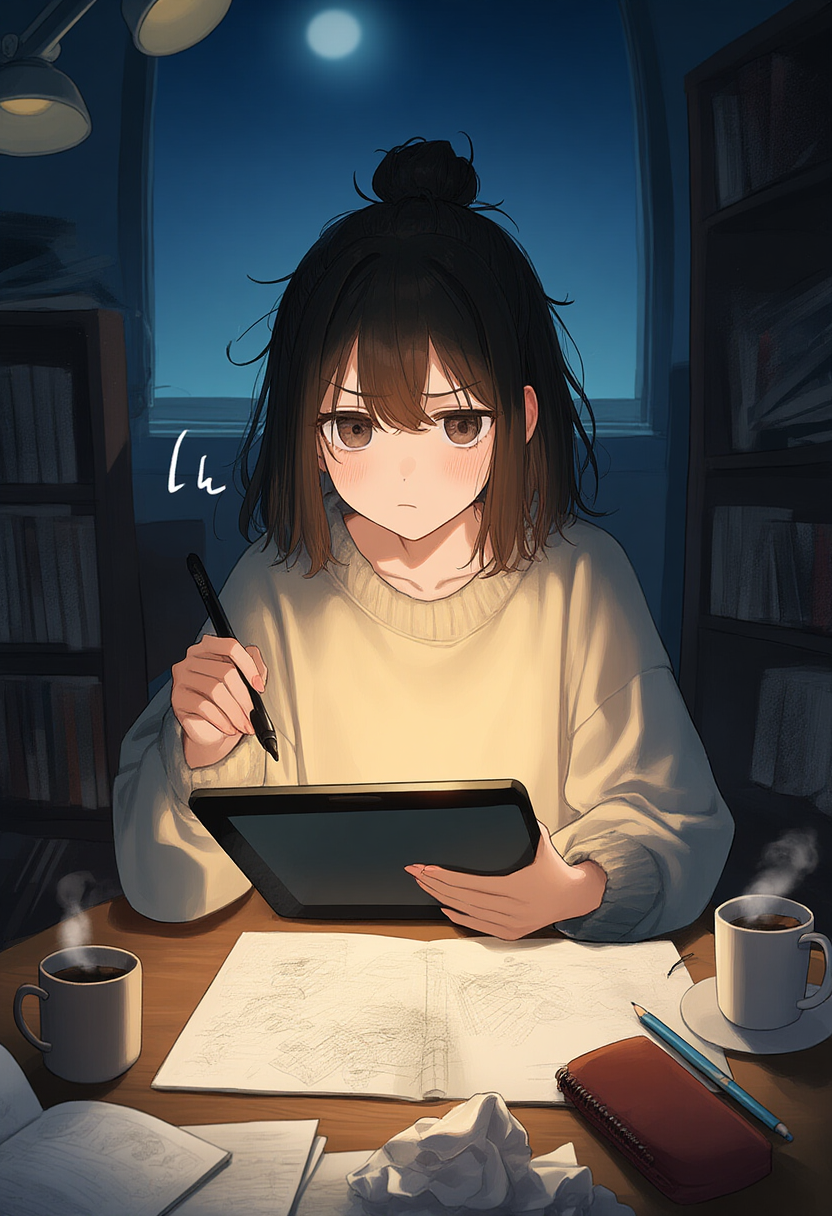 むぅ～編集め！くすぐりシーン描けなんて無茶ぶりしやがって…むぅ～どう描いたらいいのか分かんないよ