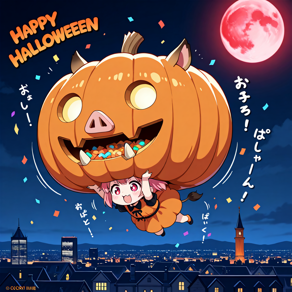 イノシシちゃんとかぼちゃ