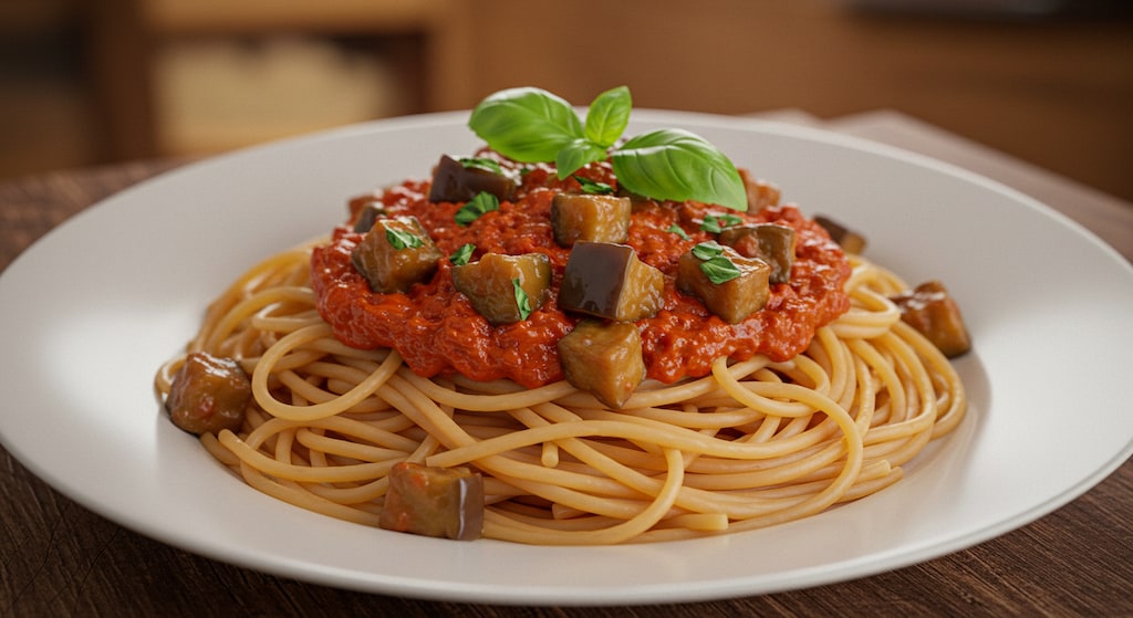 ポモロッソ（なすとトマトソースのスパゲティ）