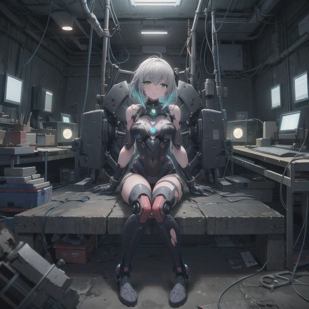 灰髪ボブでアンドロイドの少女