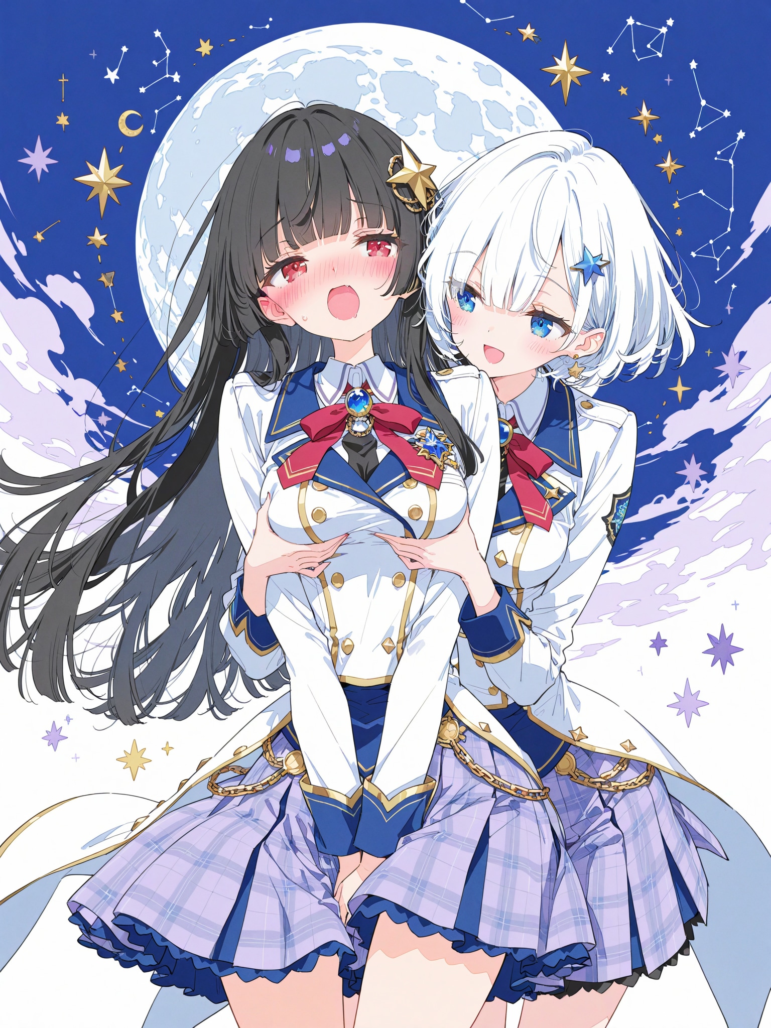 黒髪栞ちゃんと白髪ちゃんの（ただの）スキンシップ