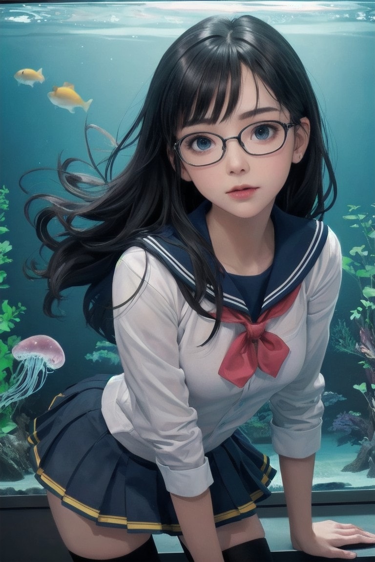 クラゲと女子高生 | の人気AIイラスト・グラビア