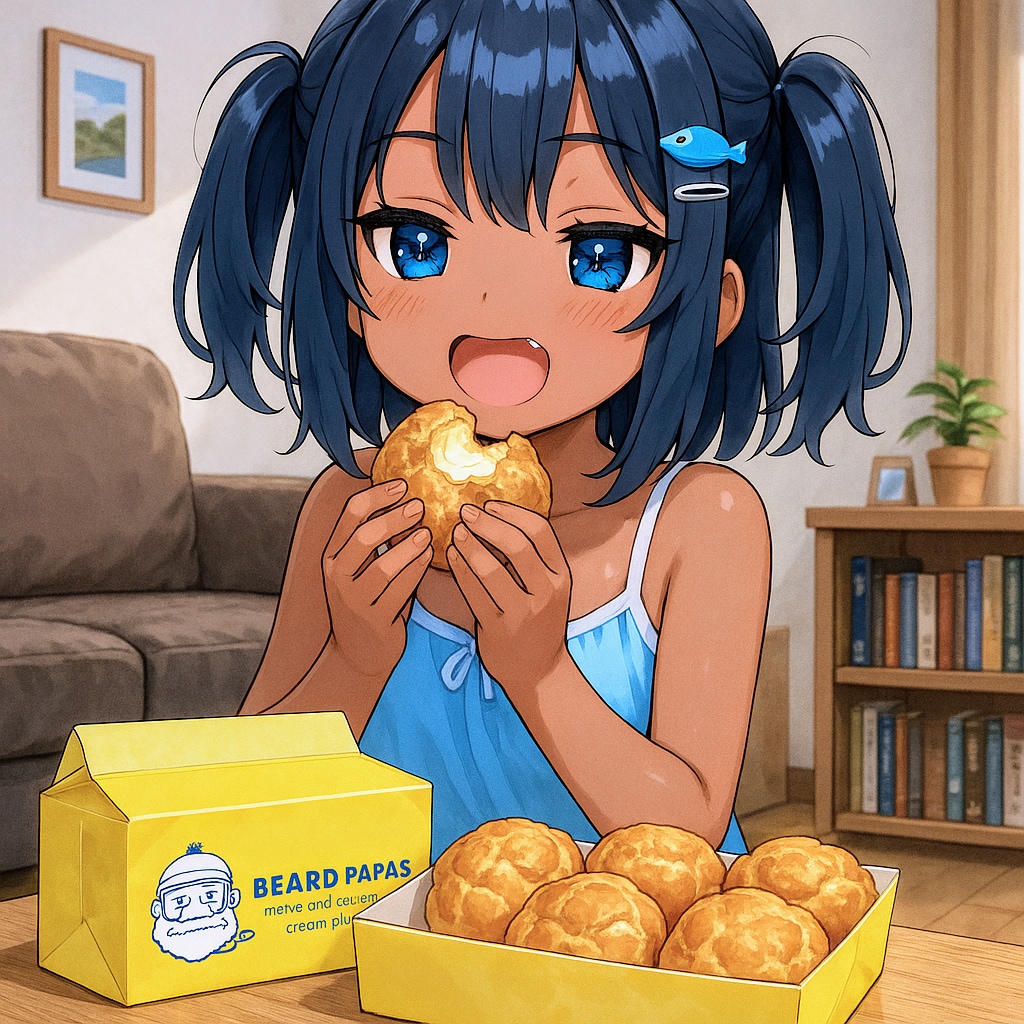 シュークリームを食べるこなつちゃん