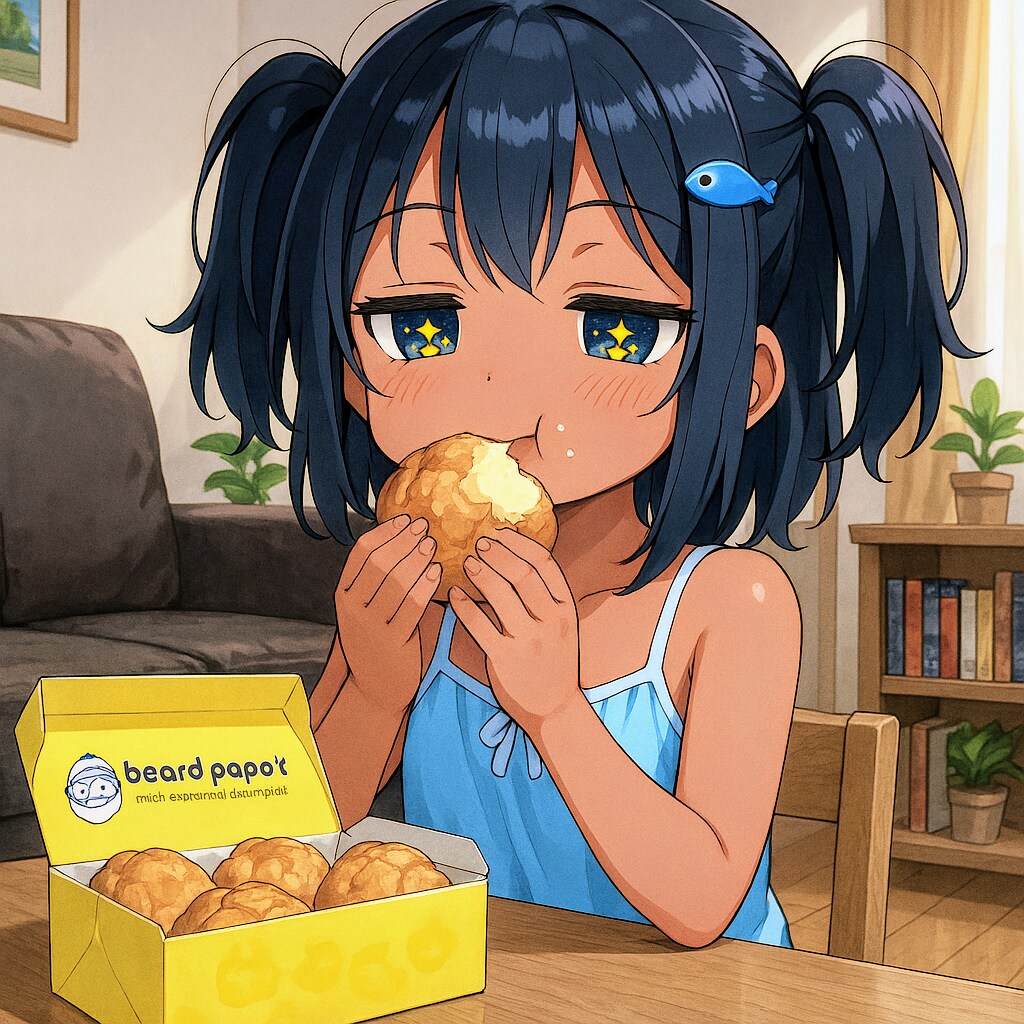 シュークリームを食べるこなつちゃん