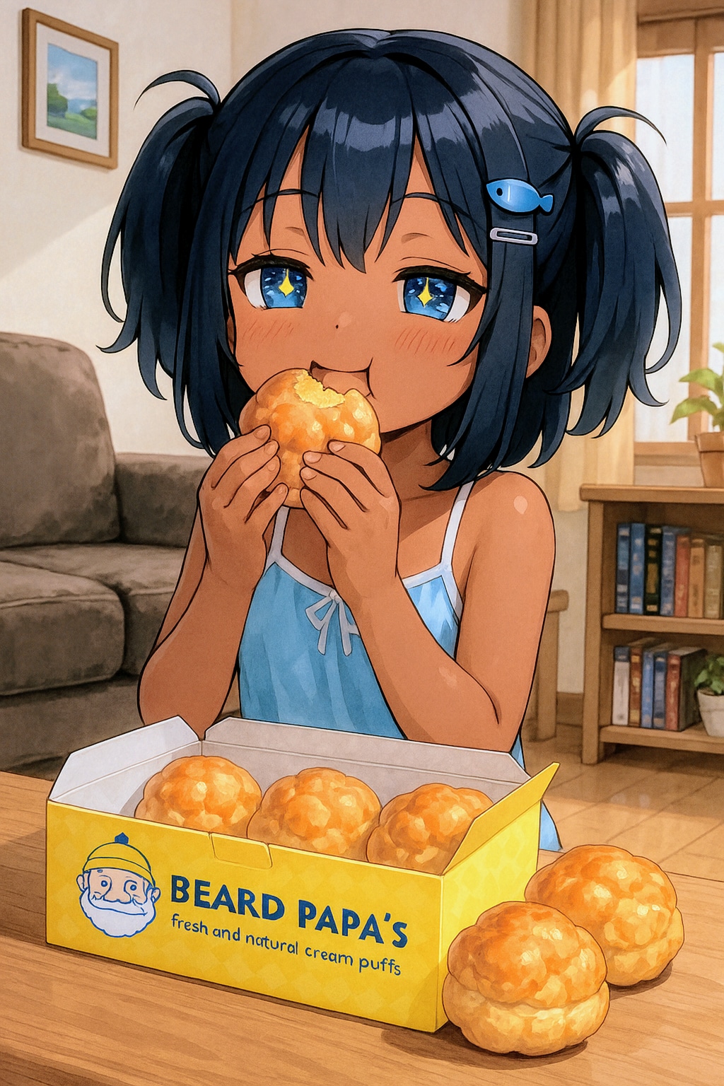 シュークリームを食べるこなつちゃん