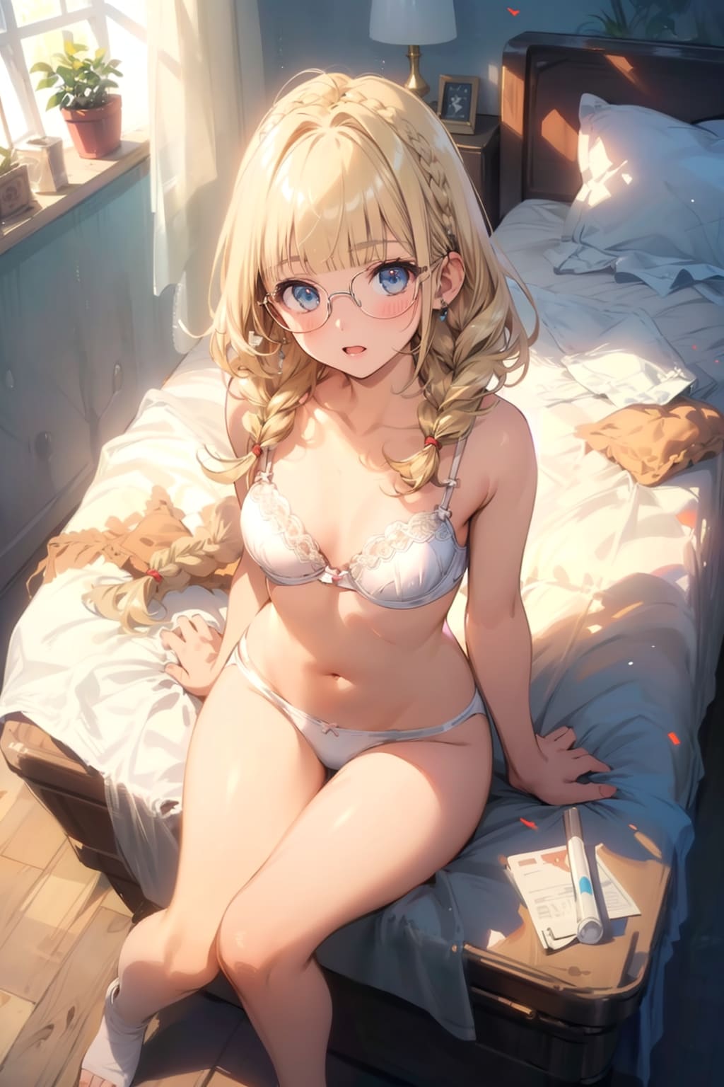 下着の眼鏡っ娘