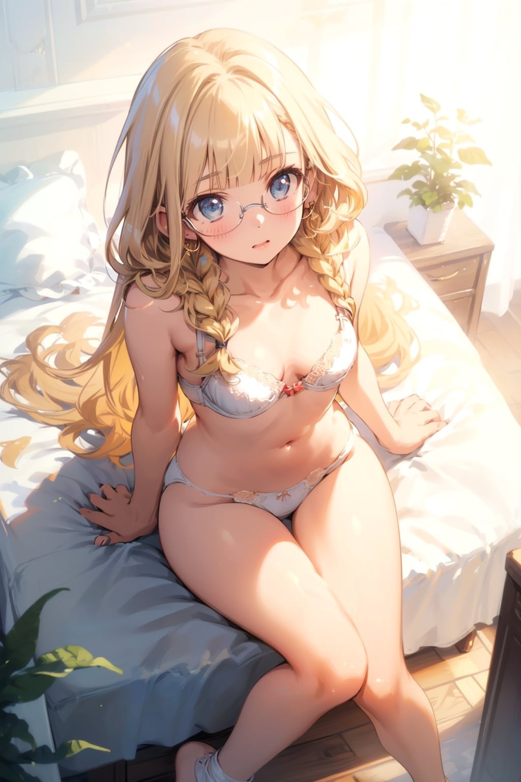 下着の眼鏡っ娘