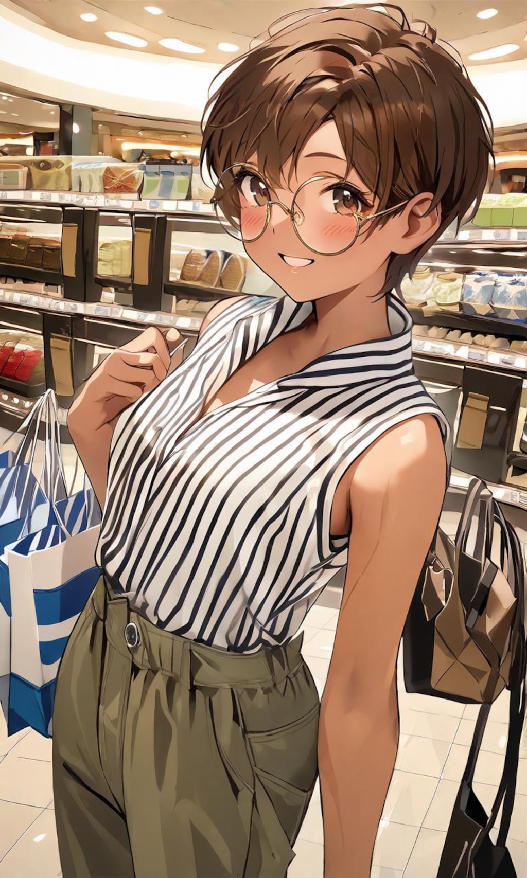 ショッピング中の眼鏡っ娘