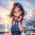 海とジャンスカメガネ少女（ちちぷい生成機能アンバサダー🍞🥐🥖） 4枚目