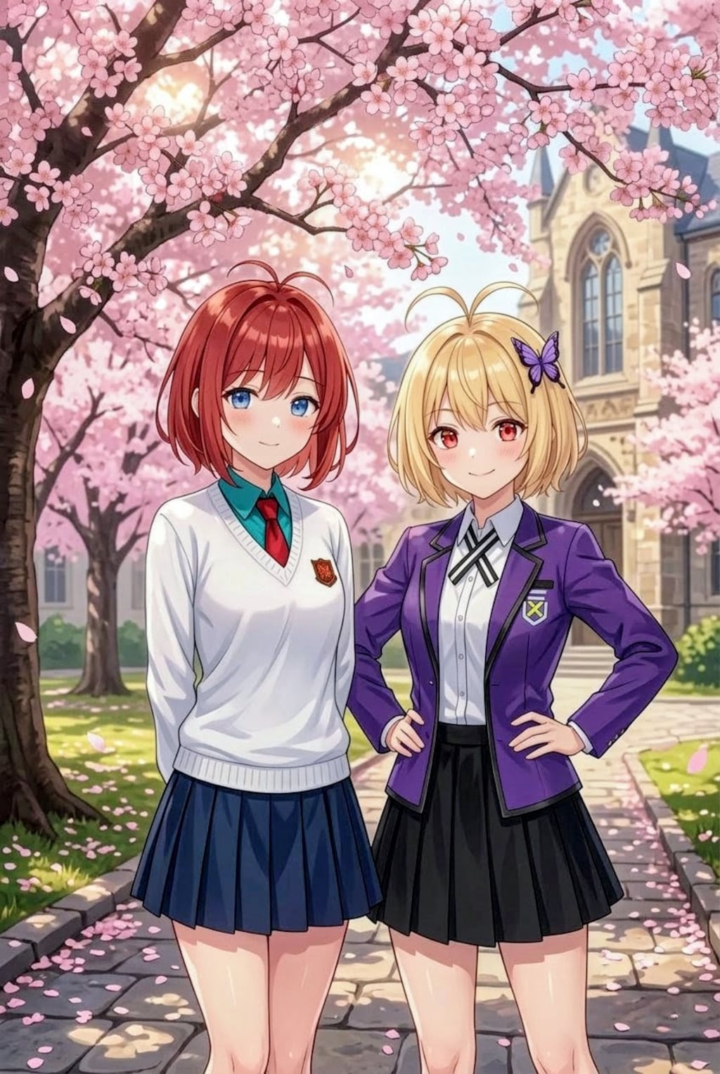 桜の木の下でツーショット