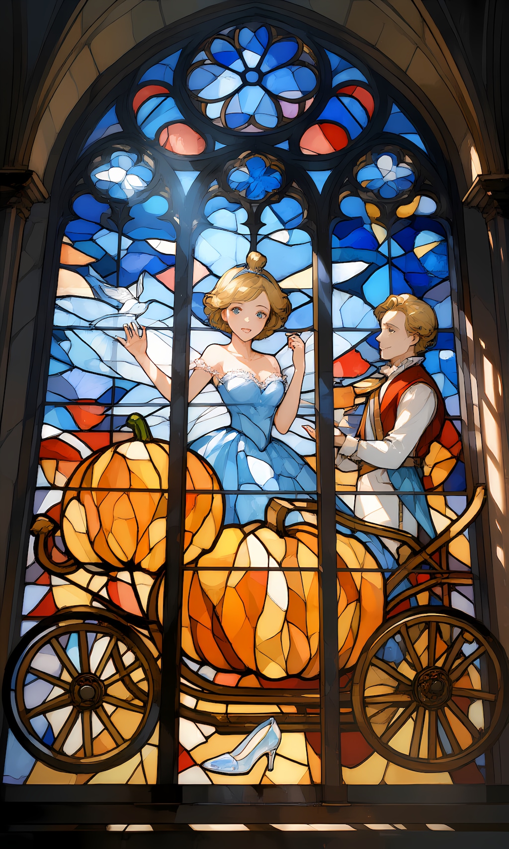 それぞれの物語をイメージしたステンドグラス