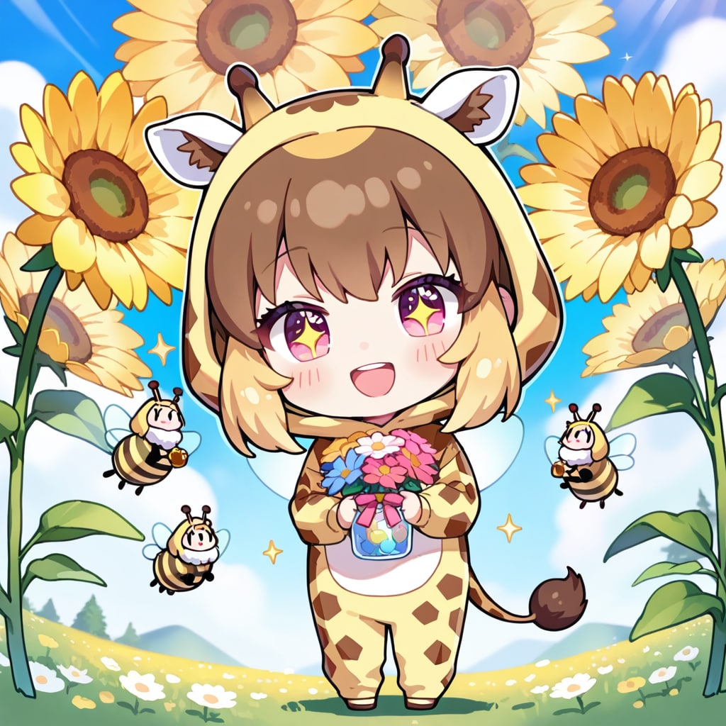 ミツバチとキリン着ぐるみちび子ちゃん
