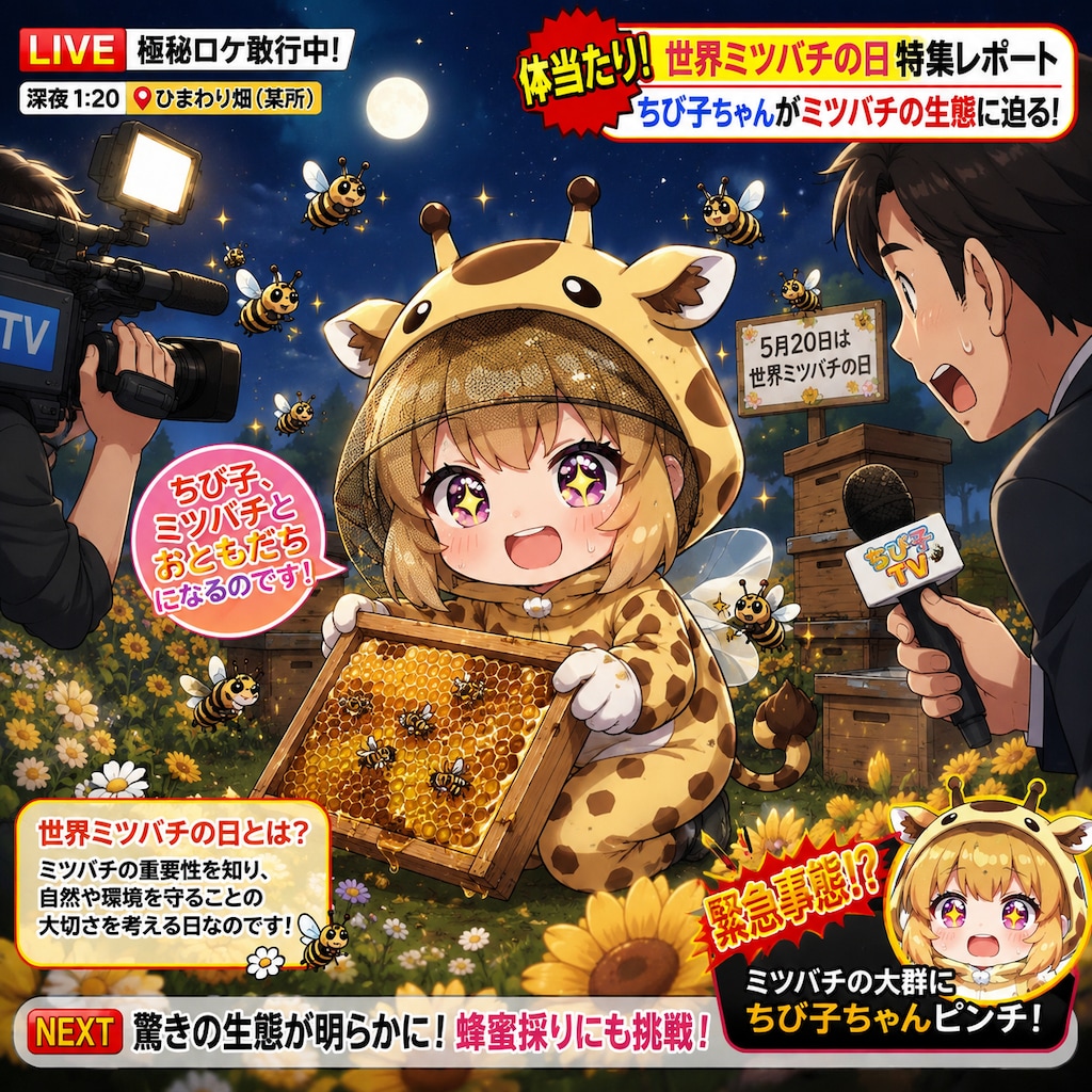 ミツバチとキリン着ぐるみちび子ちゃん