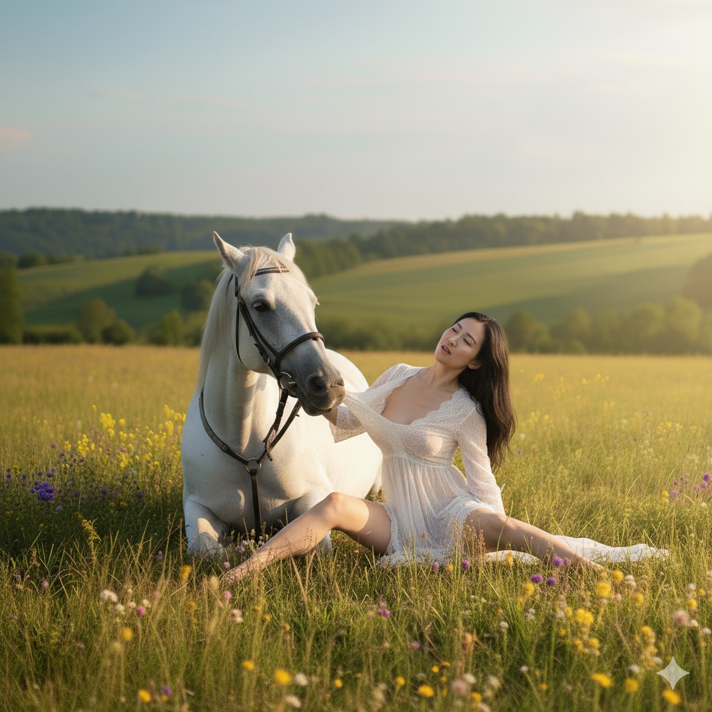 白馬とお姉さん