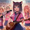 油彩、学園文化祭ライブでリードギター＆三味線演奏するロックバンド猫 7枚目