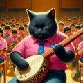 油彩、学園文化祭ライブでリードギター＆三味線演奏するロックバンド猫 9枚目