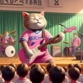 油彩、学園文化祭ライブでリードギター＆三味線演奏するロックバンド猫 4枚目