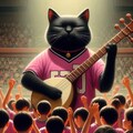 油彩、学園文化祭ライブでリードギター＆三味線演奏するロックバンド猫 10枚目