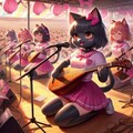 油彩、学園文化祭ライブでリードギター＆三味線演奏するロックバンド猫 8枚目