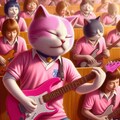 油彩、学園文化祭ライブでリードギター＆三味線演奏するロックバンド猫 2枚目